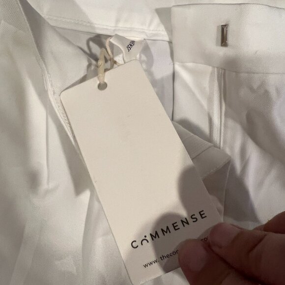 Commense Wide Leg Pleated White Cotton Pants High Waist Pants Size M - Picture 8 of 10